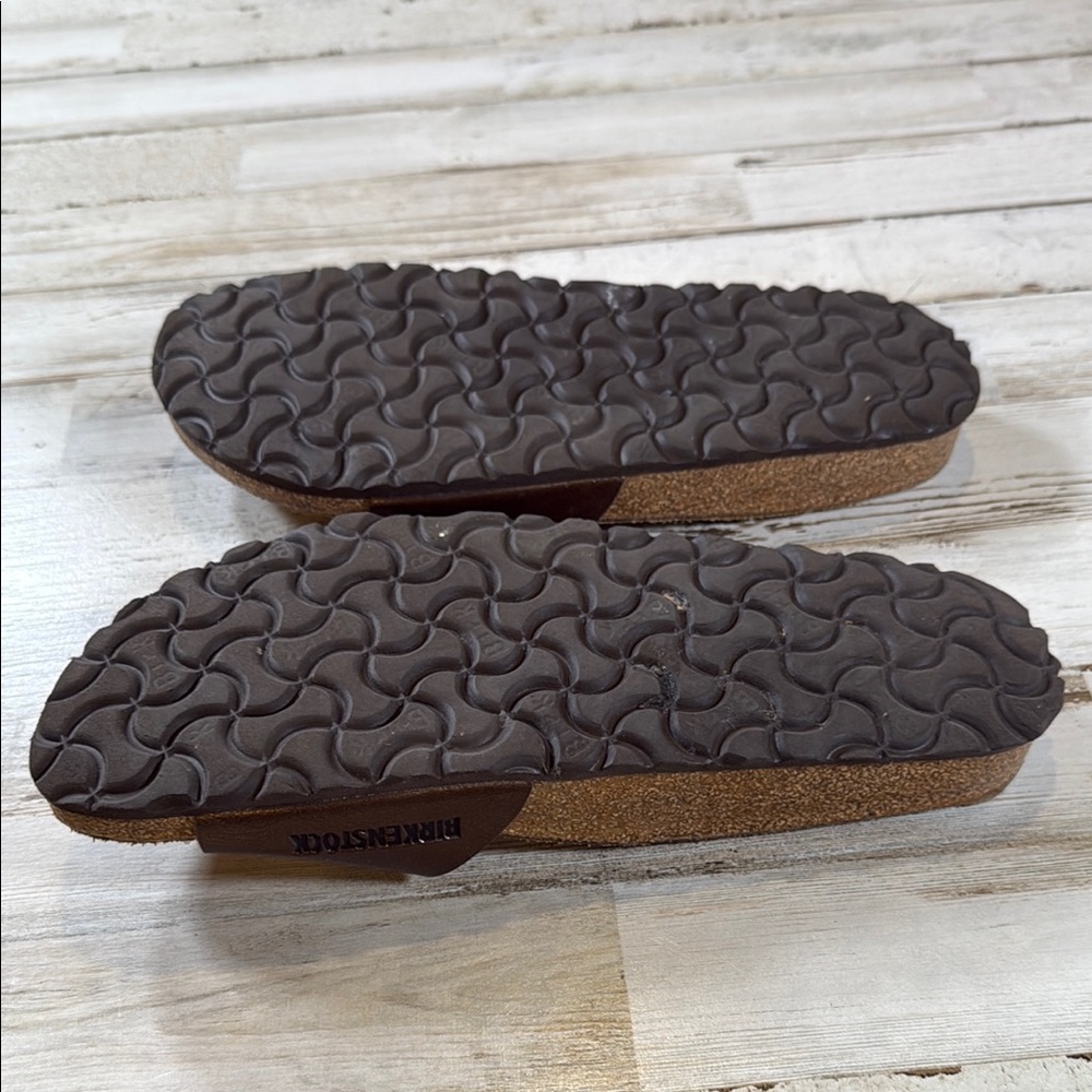 Birkenstock Brown Leather Footbed Sandals - Picture 6 of 8